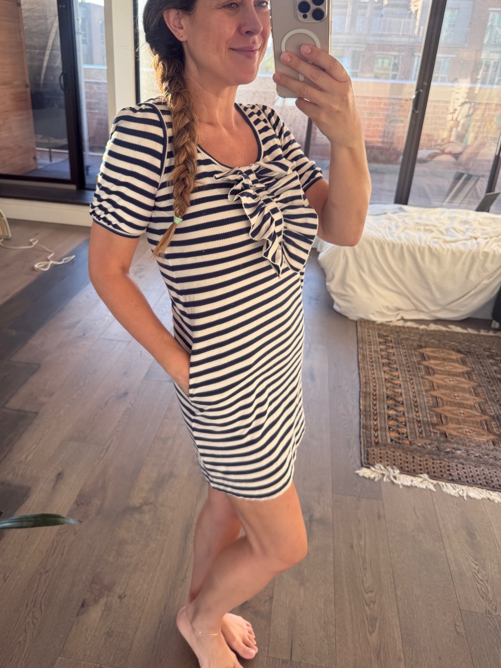 See by Chloé Nautical Stripe Bow Dress